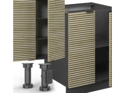 Vicco Fame-Line Küchenzeile Eiche Paneel/Anthrazit 300 cm mit Hochschrankohne Arbeitsplatte ohne E-Geräte< Zubehör Für Küchenarmatur|Kochfelder