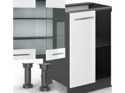 Herde|Kühlschränke<Vicco Fame-Line Küchenzeile /Anthrazit 300 cm mit HochschrankAP Anthrazit ohne E-Geräte