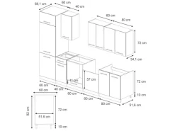Vicco Fame-Line Küchenzeile Eiche Paneel/Anthrazit 300 cm AP Marmor ohne E-Geräte< Einbauküchen