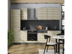Vicco Fame-Line Küchenzeile Eiche Paneel/Anthrazit 300 cm AP Marmor ohne E-Geräte< Einbauküchen