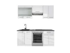 Einbauküchen<Vicco Fame-Line Küchenzeile Hochglanz/ 200 cm AP Anthrazit ohne E-Geräte