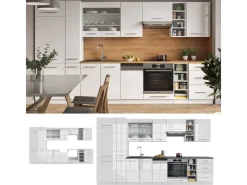 Vicco Fame-Line Küchenzeile Hochglanz/ 355 cm ohne Arbeitsplatte ohne E-Geräte< Einbauküchen