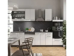 Einbauküchen<Vicco Fame-Line Küchenzeile /Anthrazit 300 cm mit Hochschrankohne Arbeitsplatte ohne E-Geräte