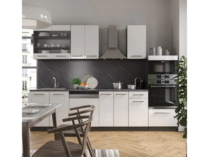 Einbauküchen<Vicco Fame-Line Küchenzeile /Anthrazit 300 cm mit Hochschrankohne Arbeitsplatte ohne E-Geräte