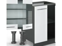 Einbauküchen<Vicco Fame-Line Küchenzeile /Anthrazit 300 cm mit Hochschrankohne Arbeitsplatte ohne E-Geräte