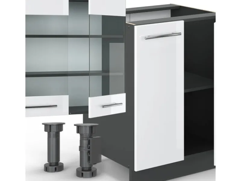 Einbauküchen<Vicco Fame-Line Küchenzeile /Anthrazit 300 cm mit Hochschrankohne Arbeitsplatte ohne E-Geräte