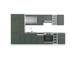 Clearance Vicco Fame-Line Küchenzeile -Gold Landhaus/Weiß 355 cm AP Marmor ohne E-Geräte Grün