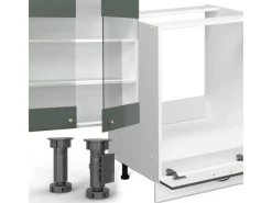Clearance Vicco Fame-Line Küchenzeile -Gold Landhaus/Weiß 355 cm AP Marmor ohne E-Geräte Grün