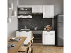 Vicco Fame-Line Küchenzeile Weiß Landhaus/Anthrazit 200 cm AP Anthrazit ohne E-Geräte< Einbauküchen