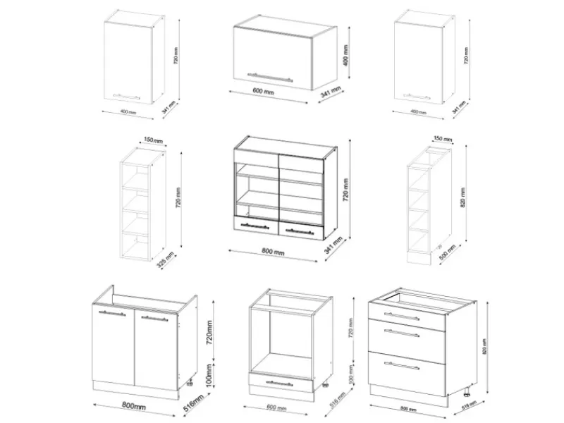 Discount Vicco Fame-Line Küchenzeile /Weiß 235 cm AP Anthrazit ohne E-Geräte Anthrazit Hochglanz