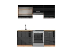 Vicco Fame-Line Küchenzeile /Goldkraft Eiche 200 cm AP Eiche ohne E-Geräte< Einbauküchen