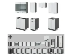 Vicco Fame-Line Küchenzeile Weiß Landhaus/Anthrazit 240 cm ohne Arbeitsplatte ohne E-Geräte< Einbauküchen