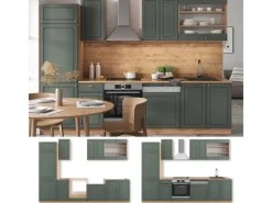 Vicco Fame-Line Küchenzeile -Gold Landhaus/Goldkraft Eiche 300 cm AP Eiche ohne E-Geräte< Einbauküchen