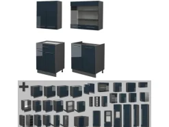 Single-Küchen<Vicco Fame-Line Küchenzeile Hochglanz/Anthrazit 140 cm ohne Arbeitsplatte ohne E-Geräte