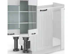 Einbauküchen<Vicco Fame-Line Küchenzeile Weiß Landhaus/Weiß 300 cm AP Marmor ohne E-Geräte