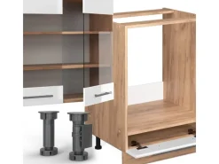 Einbauküchen<Vicco Fame-Line Küchenzeile Weiß Hochglanz/Goldkraft Eiche 300 cm ohne Arbeitsplatte ohne E-Geräte