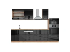Vicco Fame-Line Küchenzeile /Goldkraft Eiche 300 cm mit Hochschrankohne Arbeitsplatte ohne E-Geräte< Einbauküchen