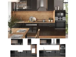 Vicco Fame-Line Küchenzeile /Goldkraft Eiche 300 cm mit Hochschrankohne Arbeitsplatte ohne E-Geräte< Einbauküchen