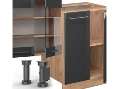 Vicco Fame-Line Küchenzeile /Goldkraft Eiche 300 cm mit Hochschrankohne Arbeitsplatte ohne E-Geräte< Einbauküchen