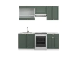 Sale Vicco Fame-Line Küchenzeile -Gold Landhaus/Weiß 200 cm AP Marmor ohne E-Geräte Grün