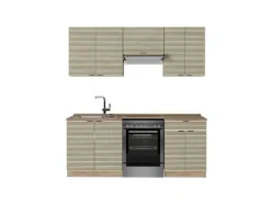 Sale Vicco Fame-Line Küchenzeile Eiche Paneel/Goldkraft Eiche 200 cm AP Eiche ohne E-Geräte Berghütten Eiche