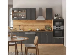 Einbauküchen<Vicco Fame-Line Küchenzeile Anthrazit Landhaus/Goldkraft Eiche 300 cm mit Hochschrankohne Arbeitsplatte ohne E-Geräte