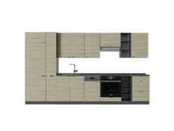 Clearance Vicco Fame-Line Küchenzeile Eiche Paneel/Anthrazit 355 cm AP Anthrazit ohne E-Geräte Brauhaus Eiche