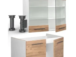 Discount Vicco Fame-Line Küchenzeile Goldkraft /Weiß 200 cm ohne Arbeitsplatte ohne E-Geräte Eiche