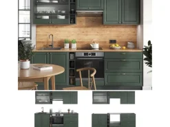 Hot Vicco Fame-Line Küchenzeile -Gold Landhaus/Anthrazit 235 cm AP Anthrazit ohne E-Geräte Grün