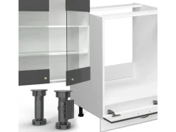 Einbauküchen<Vicco Fame-Line Küchenzeile /Weiß 355 cm AP Anthrazit ohne E-Geräte