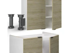 Sale Vicco Fame-Line Küchenzeile Eiche Paneel/Weiß 200 cm AP Anthrazit ohne E-Geräte Berghütten Eiche