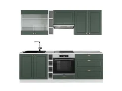 Vicco Fame-Line Küchenzeile -Gold Landhaus/Weiß 235 cm AP Marmor ohne E-Geräte< Einbauküchen