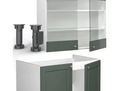 Einbauküchen<Vicco Fame-Line Küchenzeile -Gold Landhaus/Weiß 200 cm ohne Arbeitsplatte ohne E-Geräte