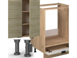 Vicco Fame-Line Küchenzeile Eiche Paneel/Goldkraft Eiche 300 cm ohne Arbeitsplatte ohne E-Geräte< Kühlschränke|Einbauküchen