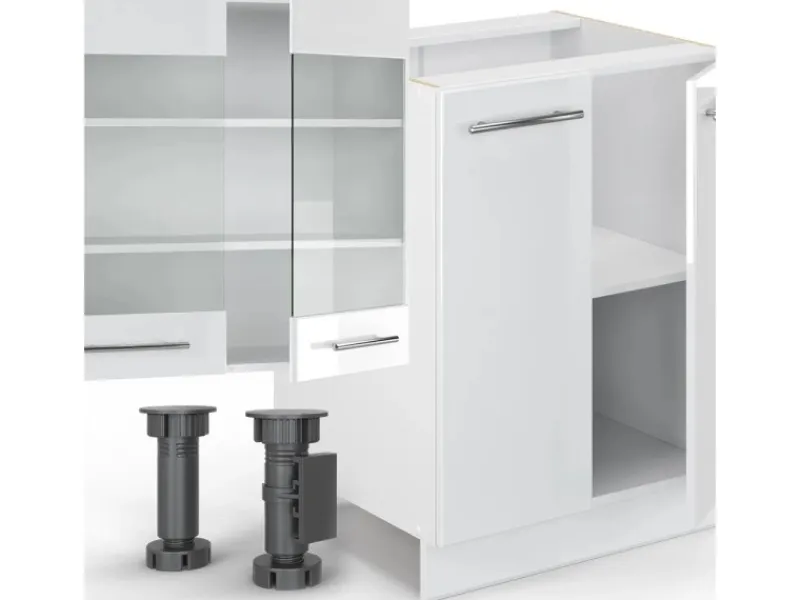 Vicco Fame-Line Küchenzeile Hochglanz/ 300 cm mit HochschrankAP Anthrazit ohne E-Geräte< Einbauküchen