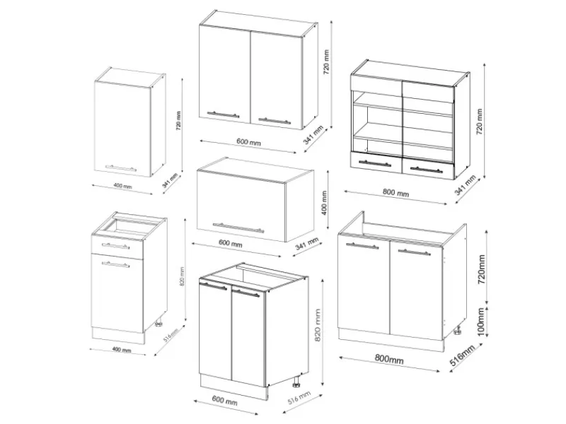 Clearance Vicco Fame-Line Küchenzeile /Goldkraft Eiche 240 cm AP Marmor ohne E-Geräte Anthrazit Hochglanz