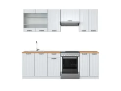 Einbauküchen<Vicco Fame-Line Küchenzeile Weiß Landhaus/Weiß 240 cm AP Eiche ohne E-Geräte