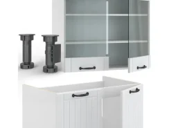 Einbauküchen<Vicco Fame-Line Küchenzeile Weiß Landhaus/Weiß 240 cm AP Eiche ohne E-Geräte