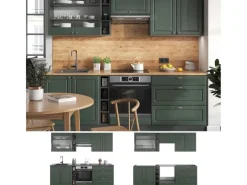 Vicco Fame-Line Küchenzeile -Gold Landhaus/Anthrazit 235 cm AP Eiche ohne E-Geräte< Einbauküchen