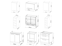 Vicco Fame-Line Küchenzeile -Gold Landhaus/Anthrazit 235 cm AP Eiche ohne E-Geräte< Einbauküchen