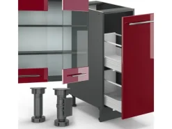 Vicco Fame-Line Küchenzeile Bordeaux Hochglanz/Anthrazit 280 cm ohne Arbeitsplatte ohne E-Geräte< Küchenrückwände|Einbauküchen
