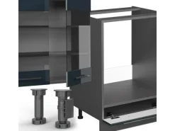 Best Vicco Fame-Line Küchenzeile Hochglanz/Anthrazit 300 cm AP Marmor ohne E-Geräte Dunkelblau