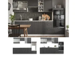 Einbauküchen<Vicco Fame-Line Küchenzeile Anthrazit Landhaus/Weiß 280 cm ohne Arbeitsplatte ohne E-Geräte