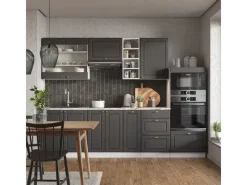 Einbauküchen<Vicco Fame-Line Küchenzeile Anthrazit Landhaus/Weiß 280 cm ohne Arbeitsplatte ohne E-Geräte