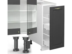Einbauküchen<Vicco Fame-Line Küchenzeile Anthrazit Landhaus/Weiß 280 cm ohne Arbeitsplatte ohne E-Geräte