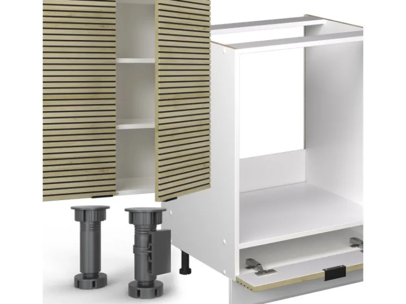 Einbauküchen<Vicco Fame-Line Küchenzeile Eiche Paneel/Weiß 300 cm AP Eiche ohne E-Geräte