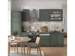 Discount Vicco Fame-Line Küchenzeile -Gold Landhaus/Anthrazit 300 cm ohne Arbeitsplatte ohne E-Geräte Grün