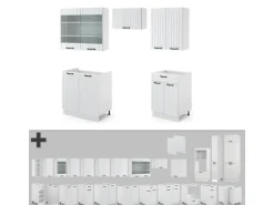 Einbauküchen<Vicco Fame-Line Küchenzeile Weiß Landhaus/Weiß 200 cm ohne Arbeitsplatte ohne E-Geräte