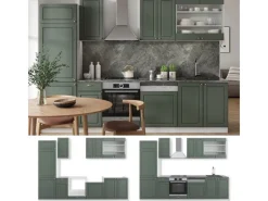 Vicco Fame-Line Küchenzeile -Gold Landhaus/Weiß 300 cm AP Anthrazit ohne E-Geräte< Einbauküchen