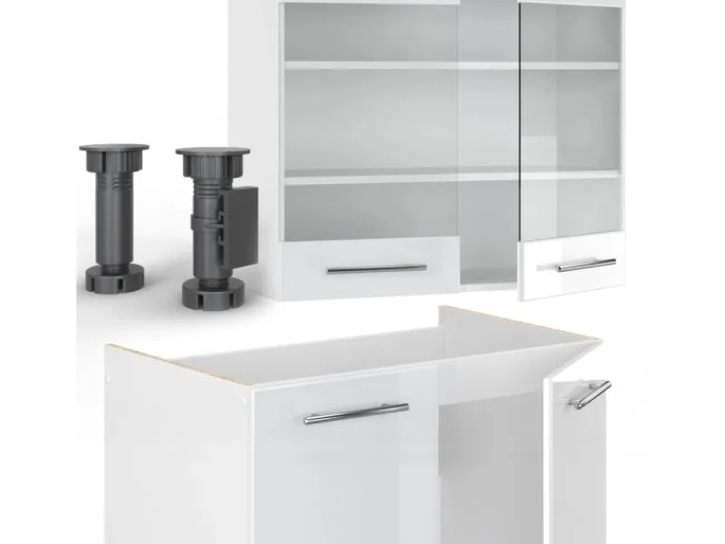 Vicco Fame-Line Küchenzeile Hochglanz/ 235 cm AP Anthrazit ohne E-Geräte< Einbauküchen